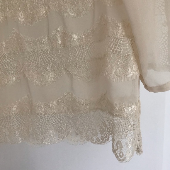 Lucky Brand Cream Lace Sheer Blouse - Picture 3 of 7
